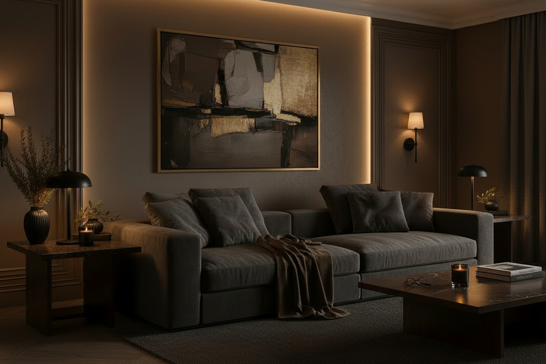 Luxury Living Room — Lamp & Wall Light